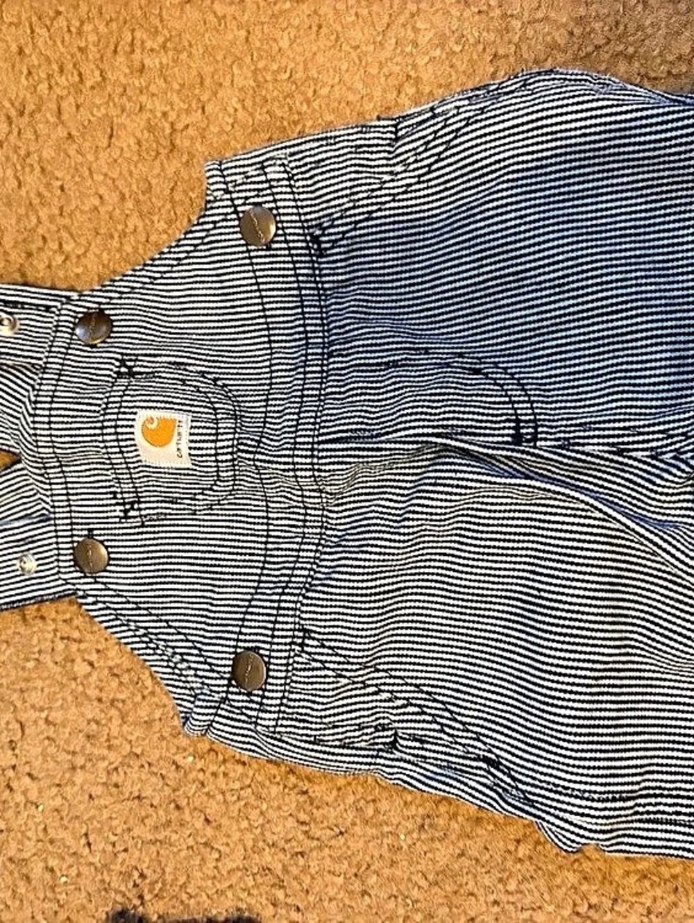 Carhartt Infant Striped Short Overalls Blue & White 6M